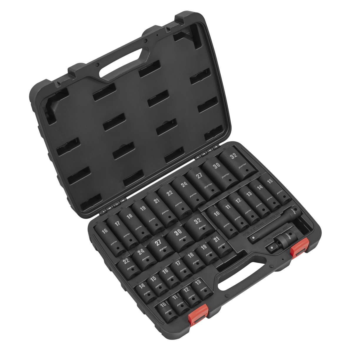 Sealey AK5634M Metric WallDrive® Impact Socket Set, 6 Point, 1/2" Sq. Drive, 34 Piece