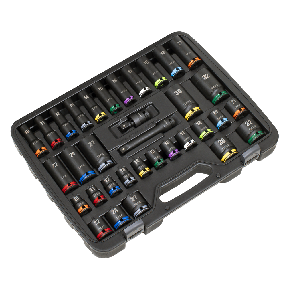 Lock-On™ Standard & Deep Impact Socket Set 34pc 1/2"Sq Drive