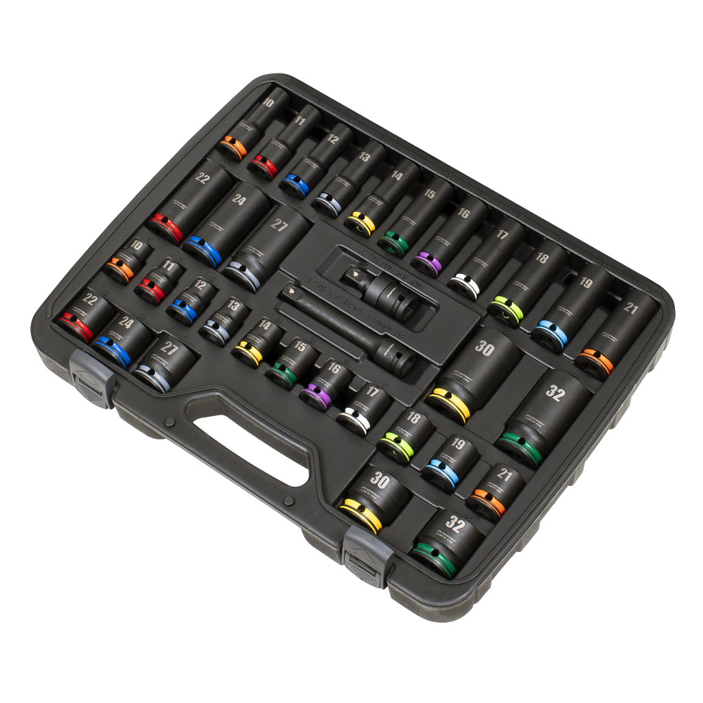 Lock-On™ Standard & Deep Impact Socket Set 34pc 1/2"Sq Drive