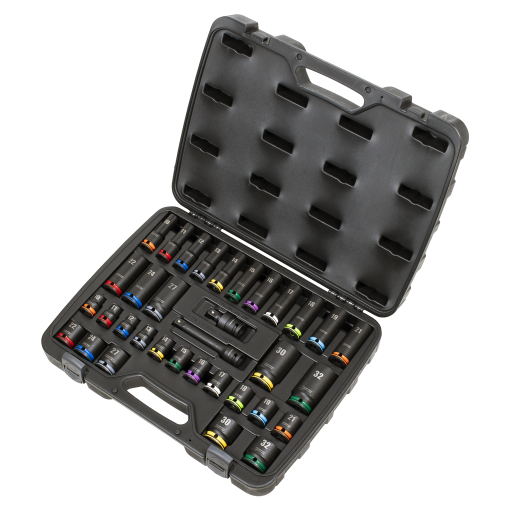 Lock-On™ Standard & Deep Impact Socket Set 34pc 1/2"Sq Drive