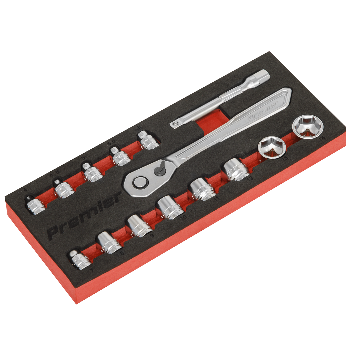 Premier Platinum Low Profile Socket Set 1/4"Sq Drive 15pc