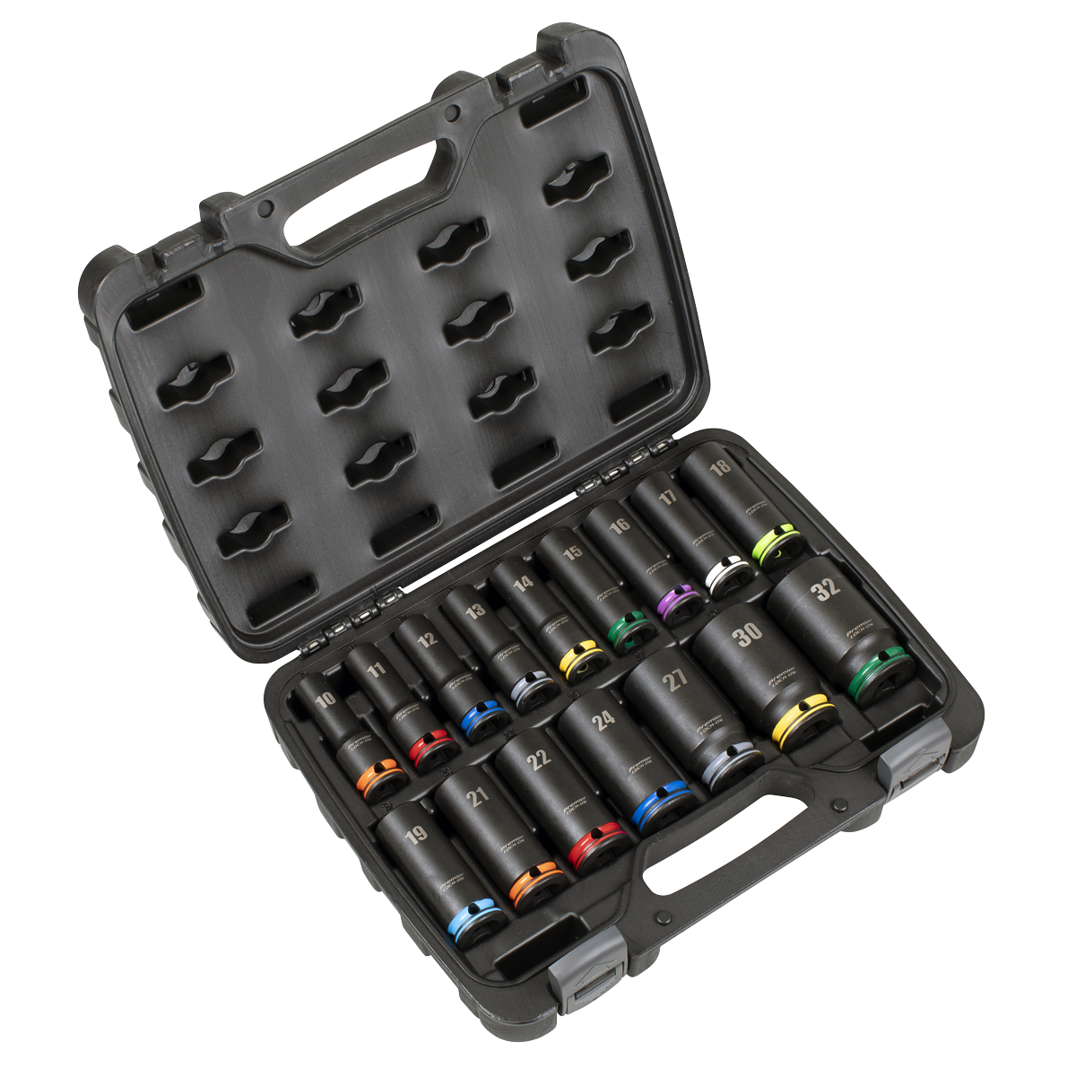 Sealey AK58170M Metric Lock-On™ Deep Socket Set, 6 Point, 1/2" Sq. Drive, 16 Piece