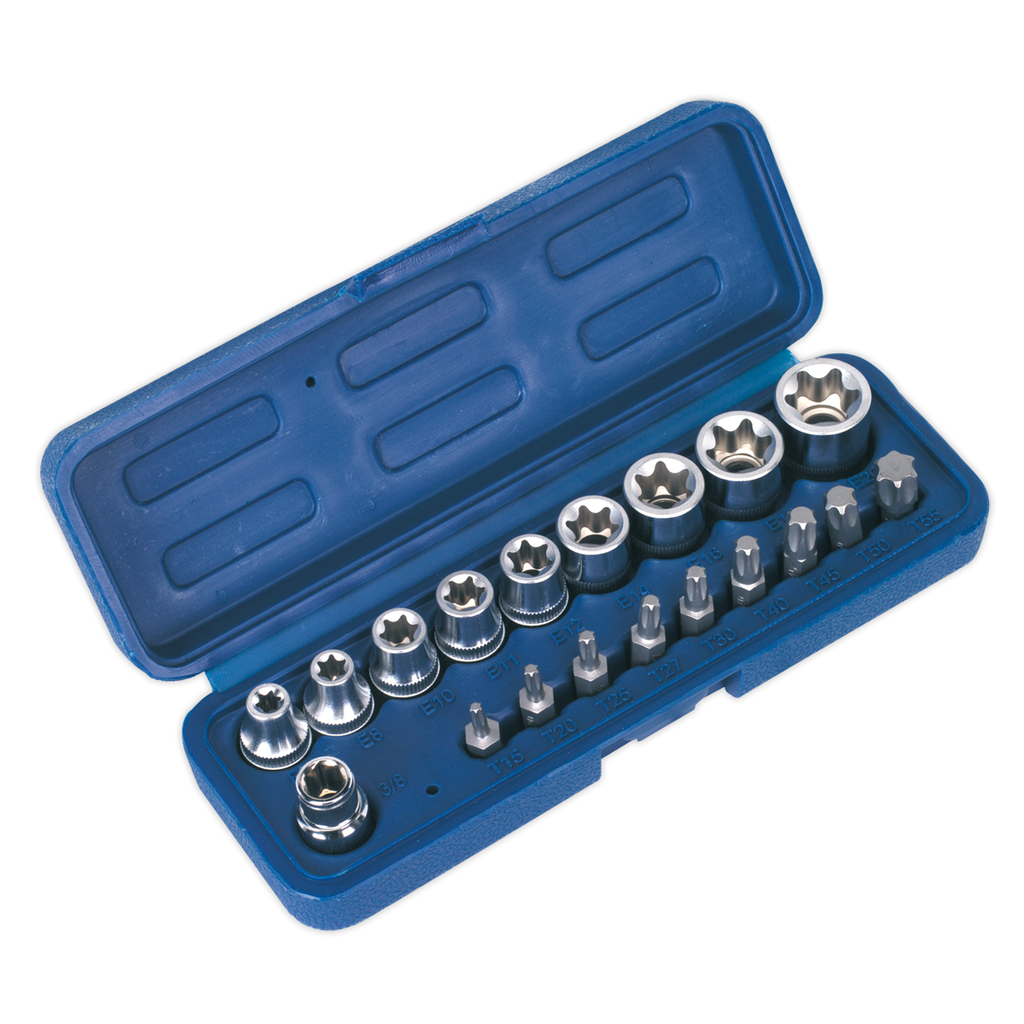 Premier TRX-Star* Socket & Bit Set 3/8"Sq Drive 19pc