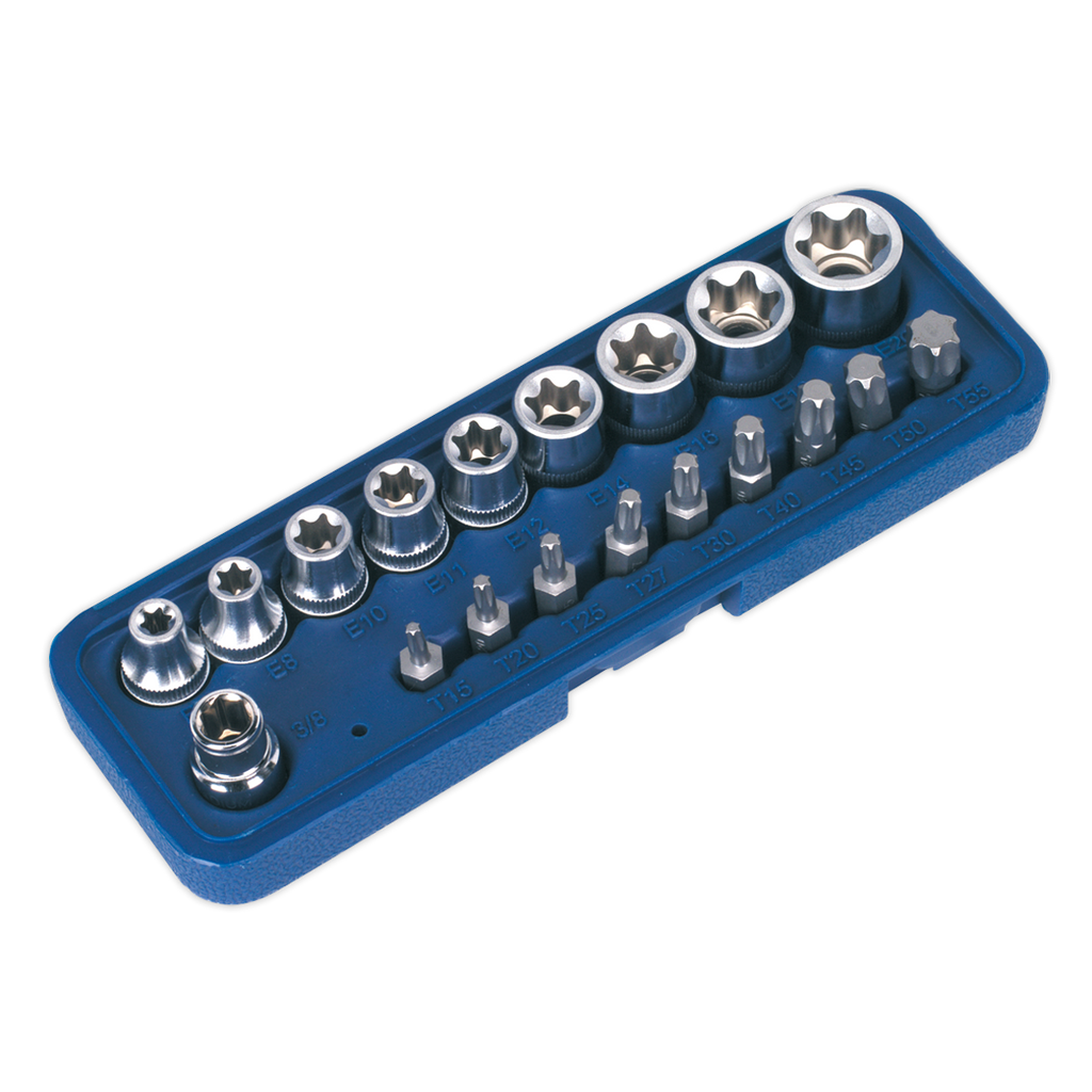 Premier TRX-Star* Socket & Bit Set 3/8"Sq Drive 19pc