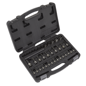 Sealey AK6197B Torx TRX Star Socket & Security Bit Set, 1/4", 3/8" and 1/2" Sq. Drive, 38 Piece