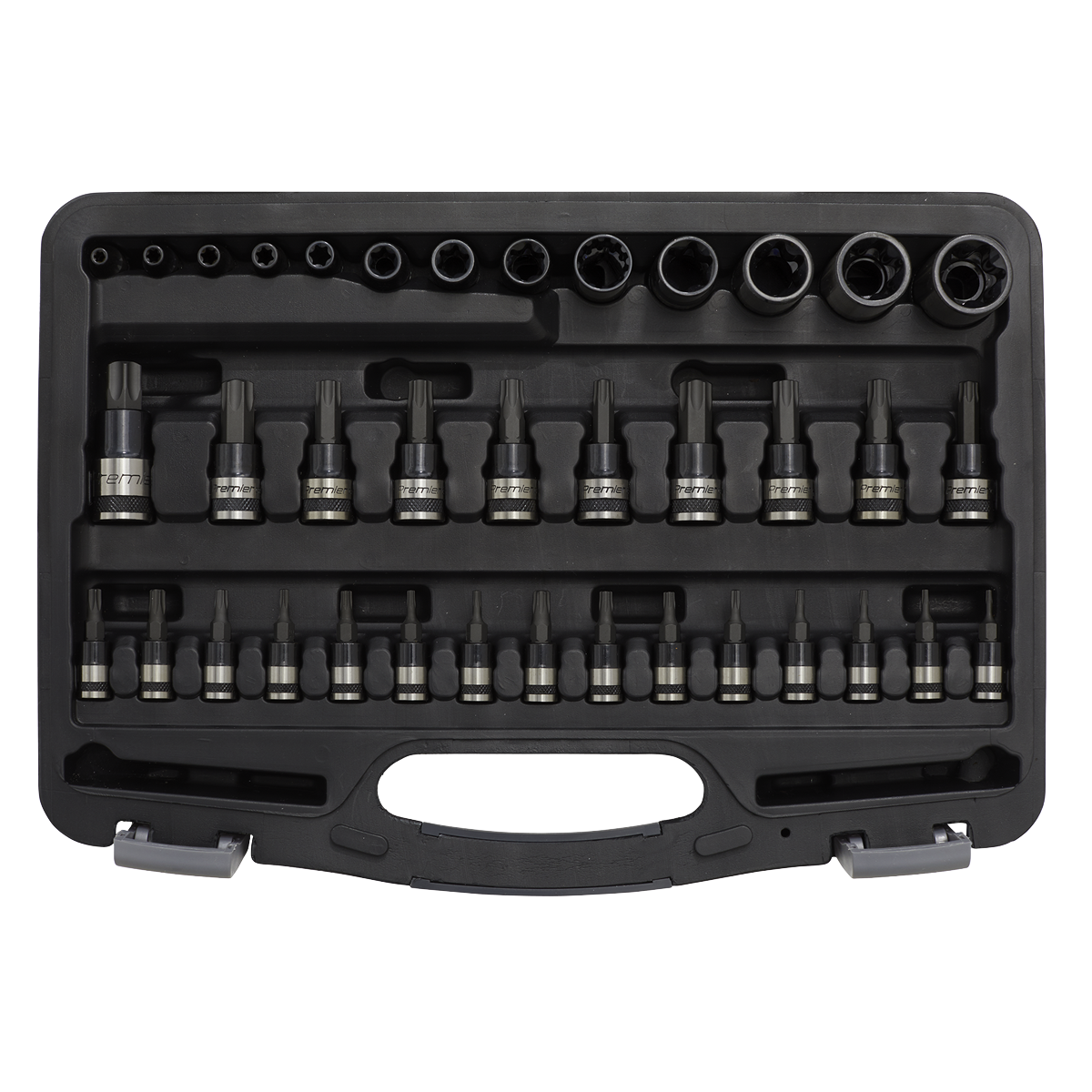 Sealey AK6197B Torx TRX Star Socket & Security Bit Set, 1/4", 3/8" and 1/2" Sq. Drive, 38 Piece