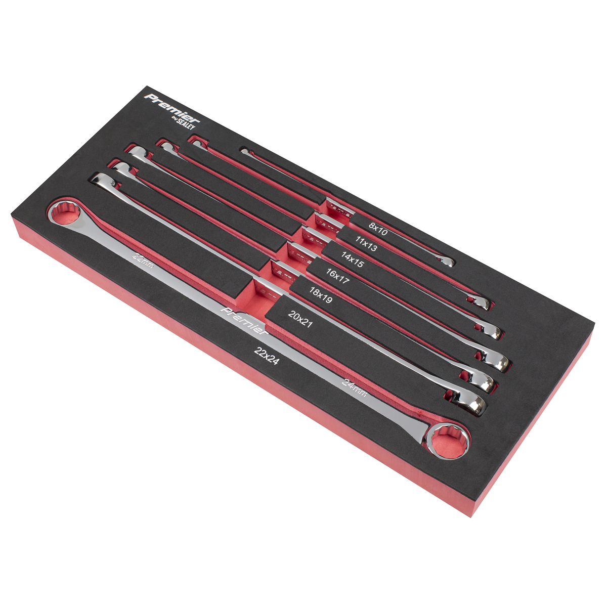 Extra-Long Double End Ring Spanner Set in EVA Foam Tray 7pc