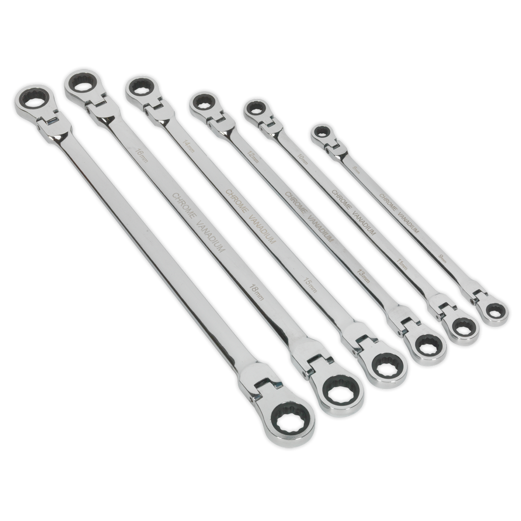 Premier Extra-Long Flexi-Head Double End Ratchet Ring Spanne