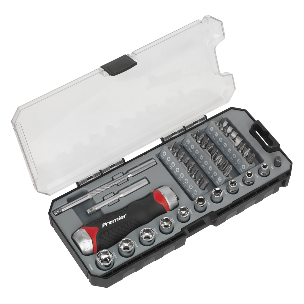 Premier Fine Tooth Ratchet Screwdriver Socket & Bit Set 38pc