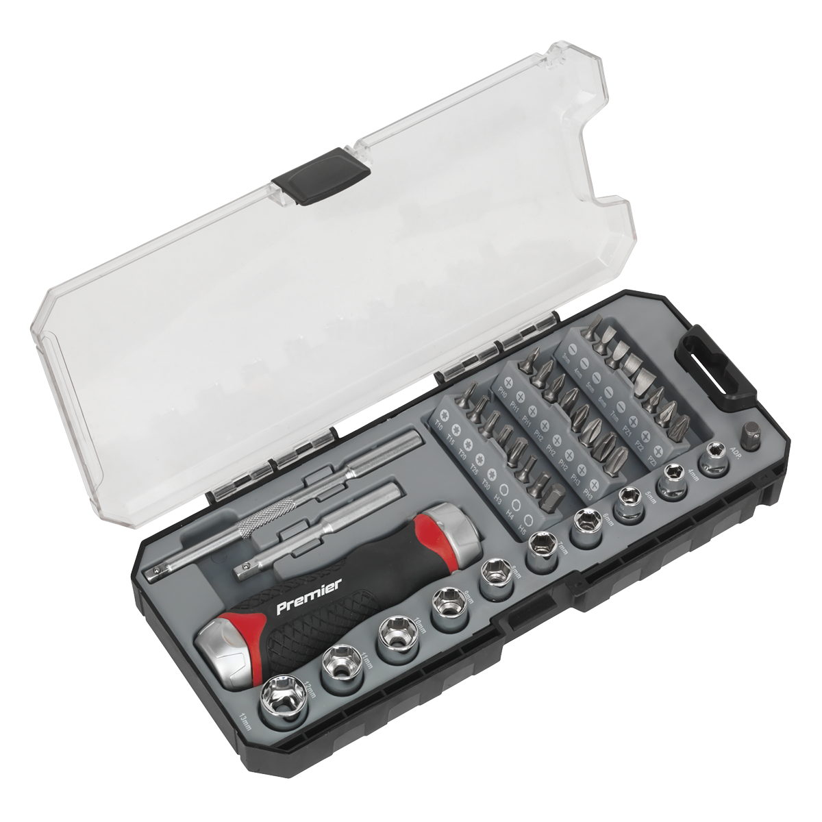 Premier Fine Tooth Ratchet Screwdriver Socket & Bit Set 38pc