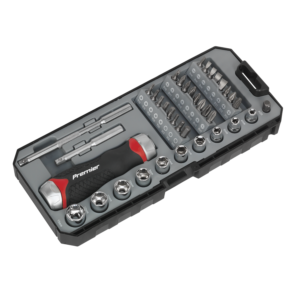 Premier Fine Tooth Ratchet Screwdriver Socket & Bit Set 38pc