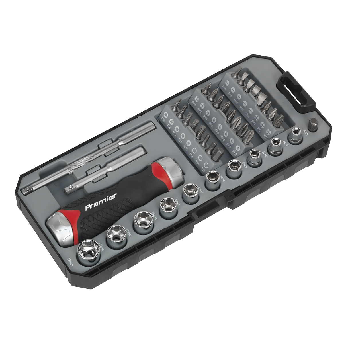 Premier Fine Tooth Ratchet Screwdriver Socket & Bit Set 38pc