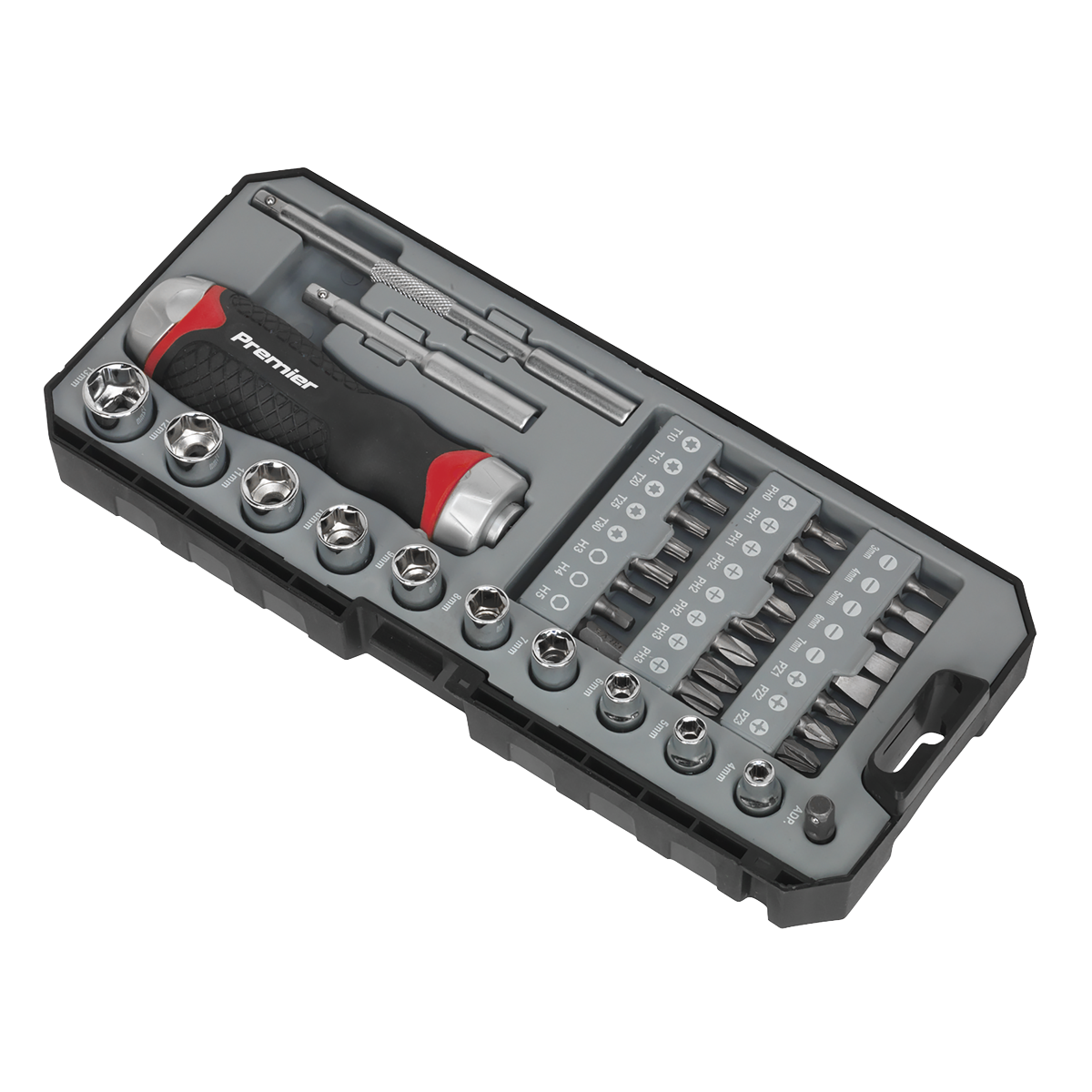 Premier Fine Tooth Ratchet Screwdriver Socket & Bit Set 38pc