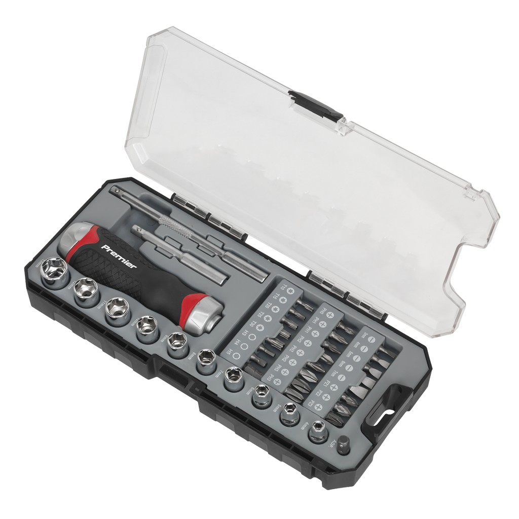 Premier Fine Tooth Ratchet Screwdriver Socket & Bit Set 38pc