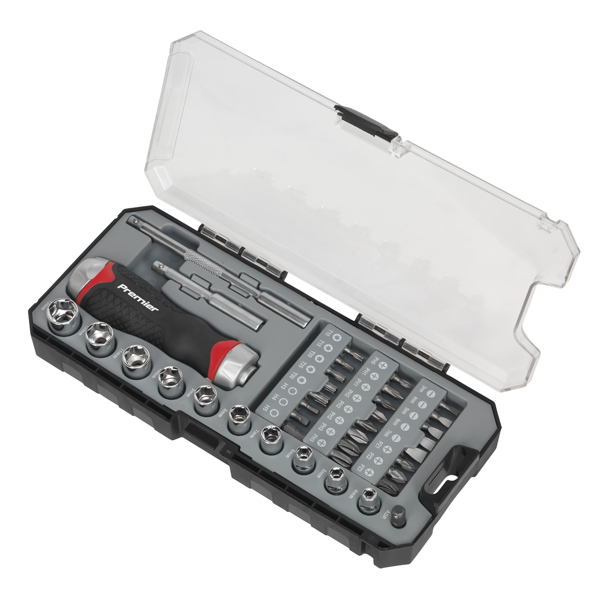 Premier Fine Tooth Ratchet Screwdriver Socket & Bit Set 38pc