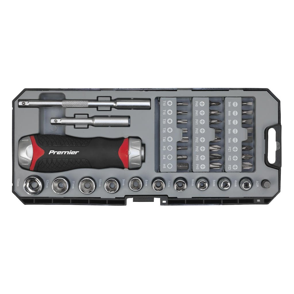 Premier Fine Tooth Ratchet Screwdriver Socket & Bit Set 38pc