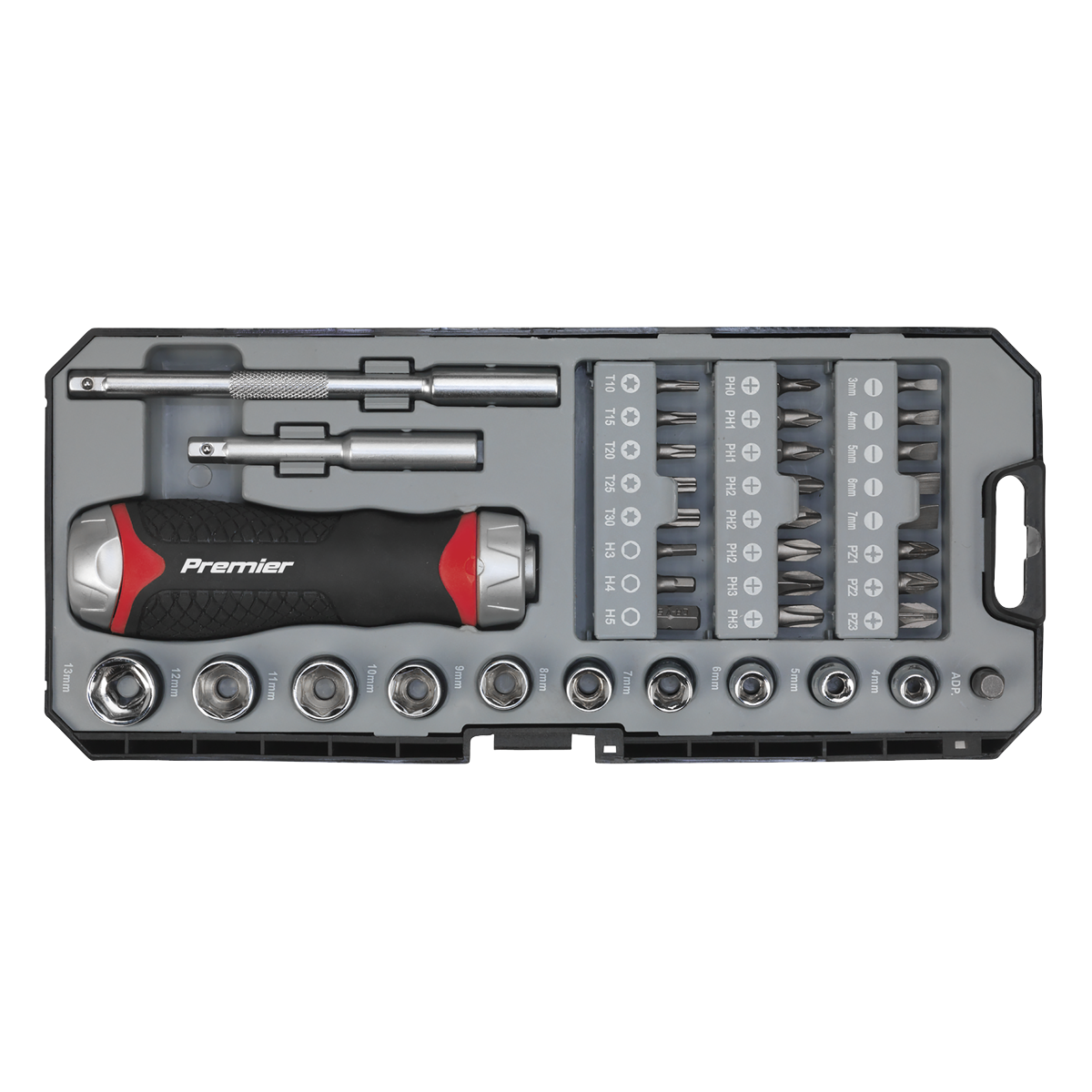 Premier Fine Tooth Ratchet Screwdriver Socket & Bit Set 38pc