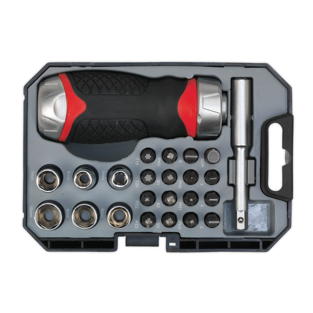 Premier Fine Tooth Stubby Ratchet Screwdriver Socket & Bit S