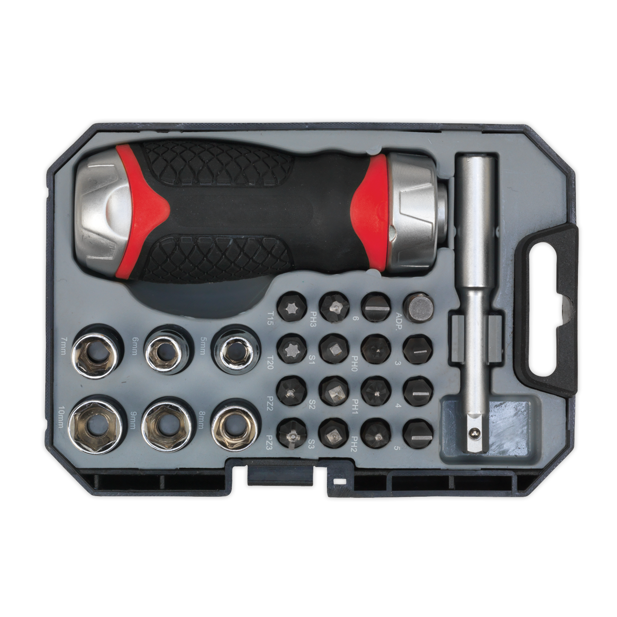 Premier Fine Tooth Stubby Ratchet Screwdriver Socket & Bit S