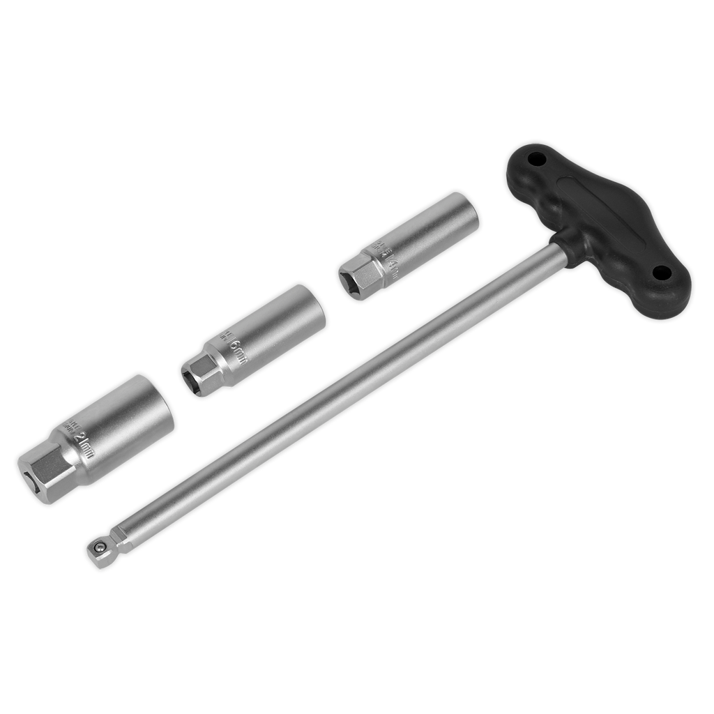 T-Bar & Rubber Insert Spark Plug Socket Set 3/8"Sq Drive 4pc