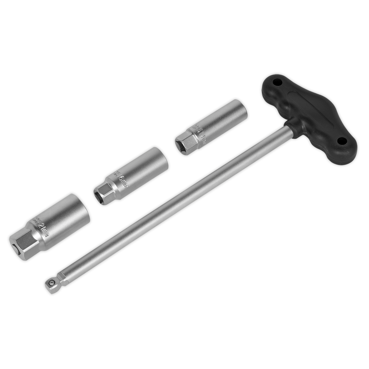 T-Bar & Rubber Insert Spark Plug Socket Set 3/8"Sq Drive 4pc