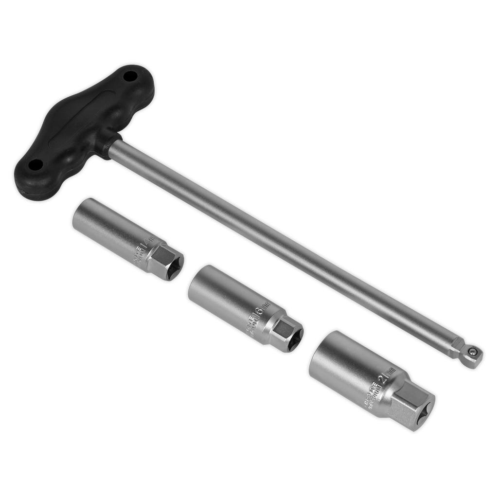 T-Bar & Rubber Insert Spark Plug Socket Set 3/8"Sq Drive 4pc