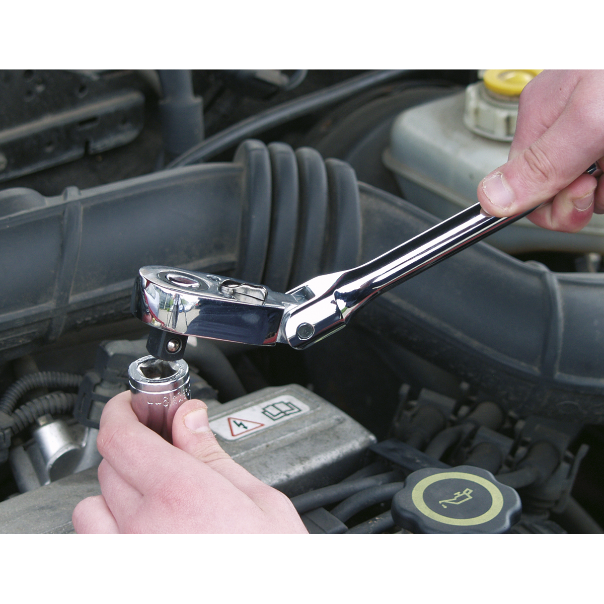 Premier Pear-Head Ratchet Wrench with Flexi-Head & Flip Reverse 3/8"Sq Drive 300mm