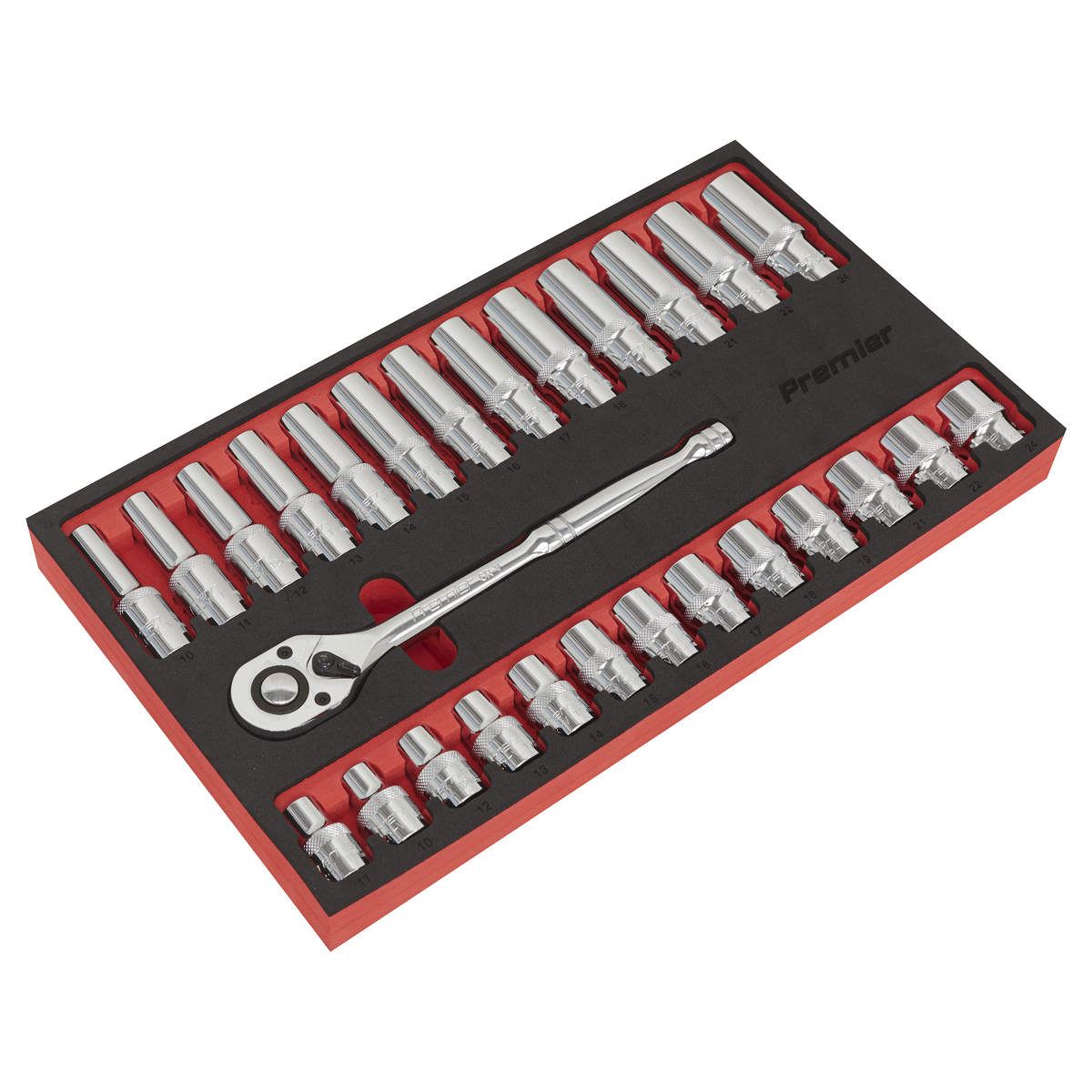 Premier Ratchet Wrench & Socket Set 1/2"Sq Drive 27pc