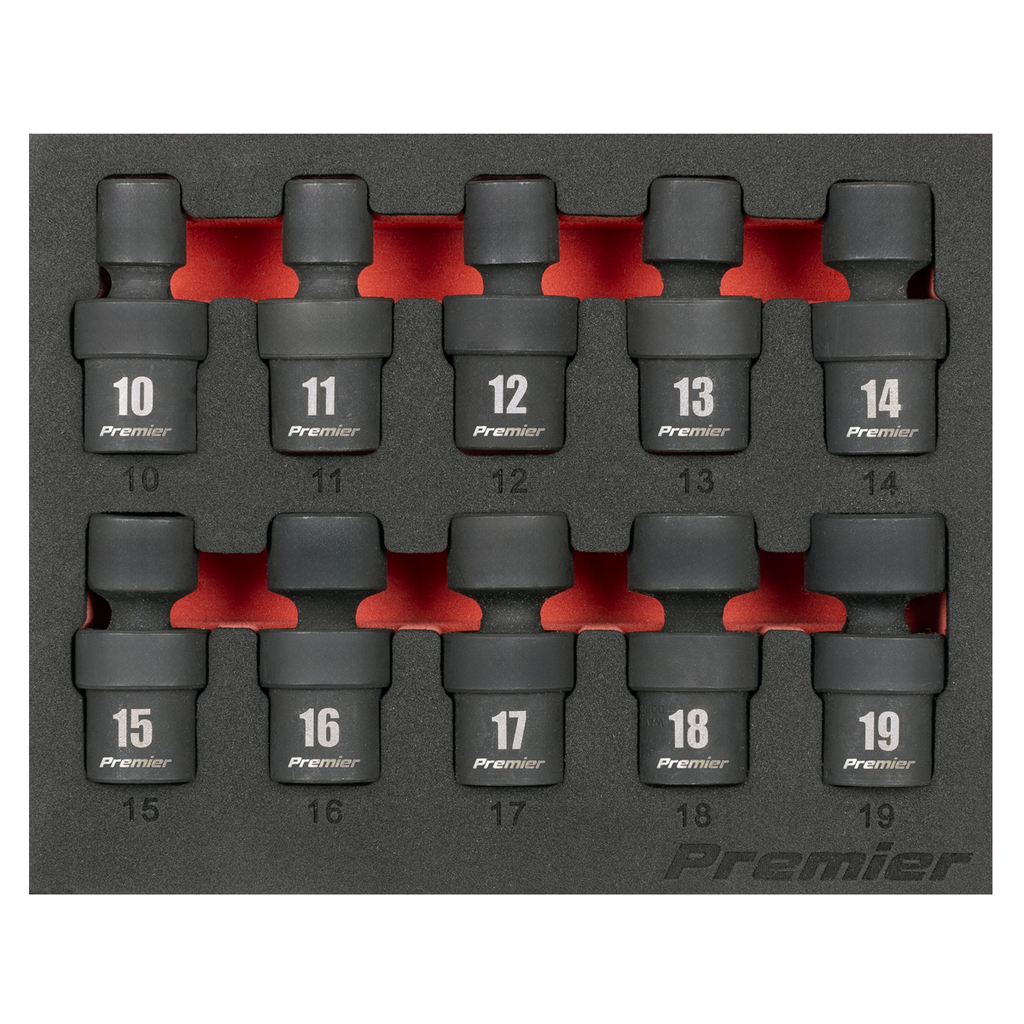Premier Universal Joint Impact Socket Set 3/8"Sq Drive 10pc