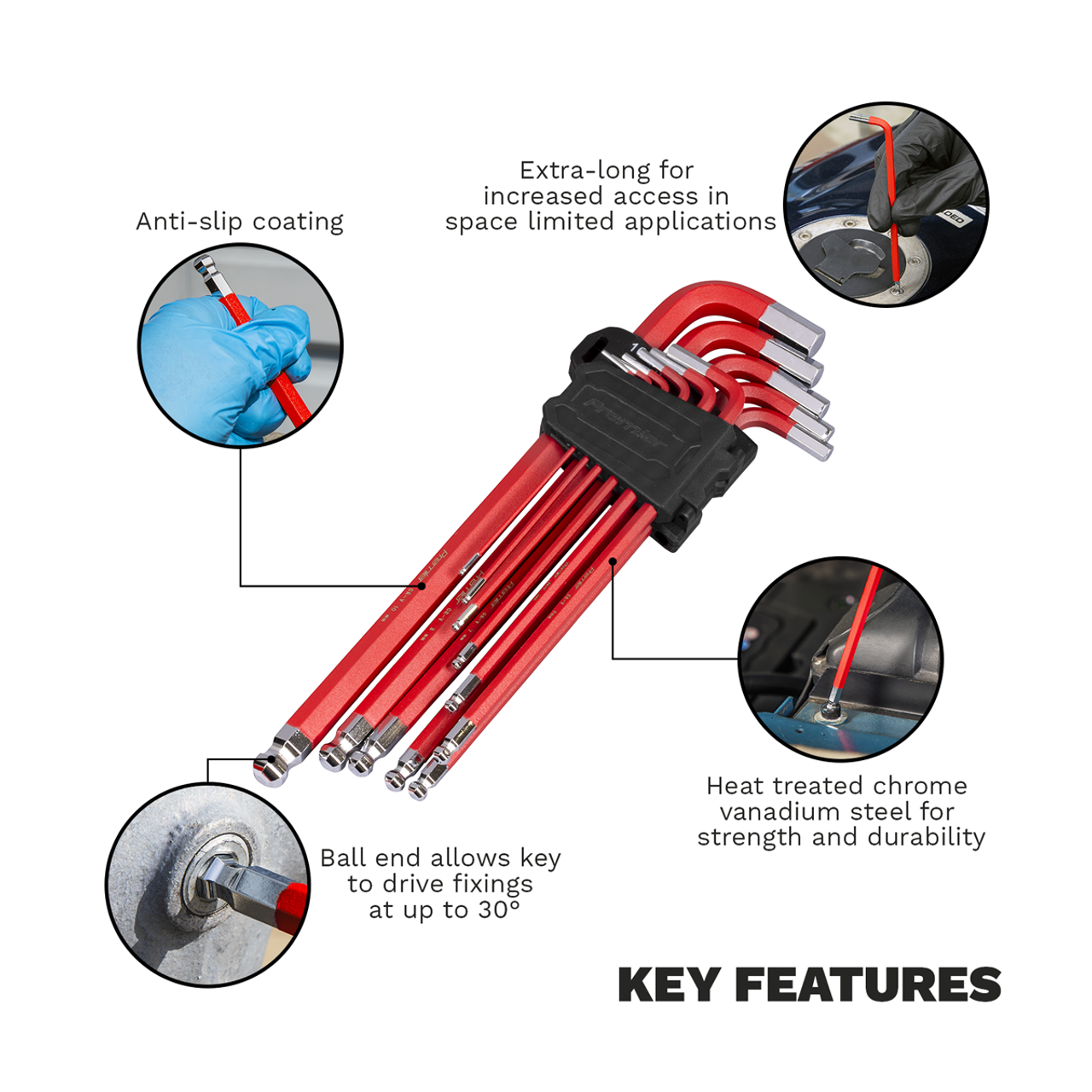 Sealey AK7164 Extra-Long Ball-End Hex Key Set 11pc