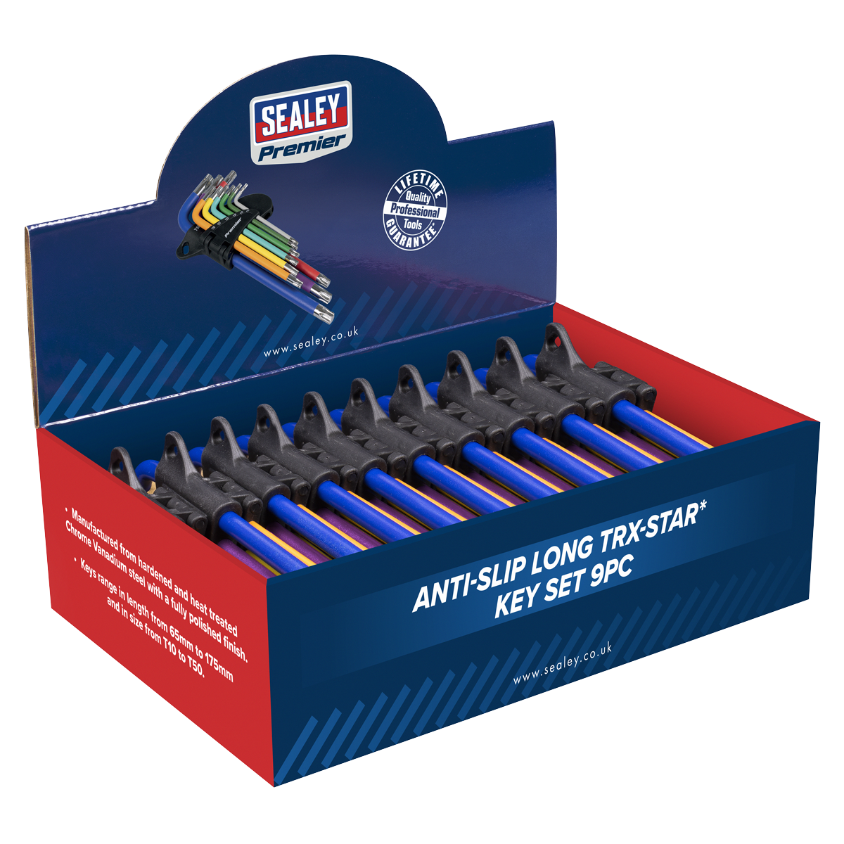 Anti-Slip Long TRX-Star* Key Set 9pc - Display Box of 10