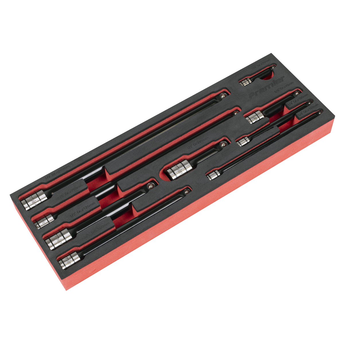Premier Black Wobble/Rigid Extension Bar Set 1/4", 3/8" & 1/2"Sq Drive 9pc - Premier Black