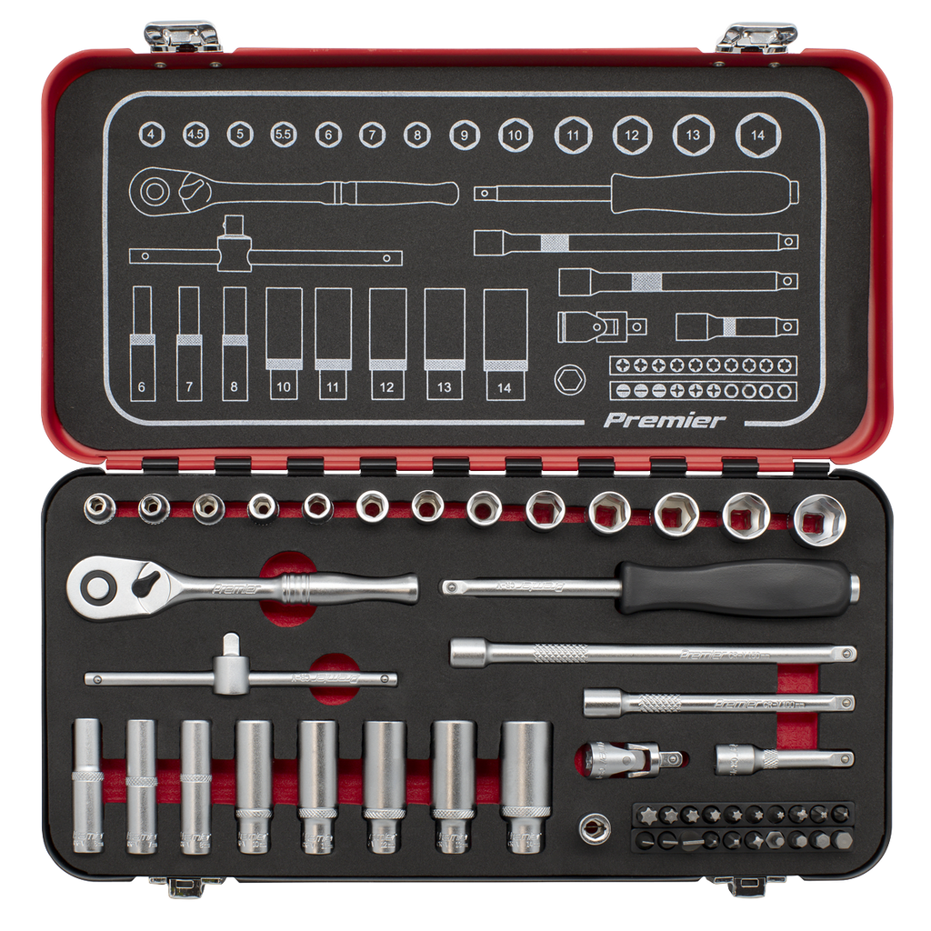 Premier Platinum Socket Set 1/4"Sq Drive 49pc