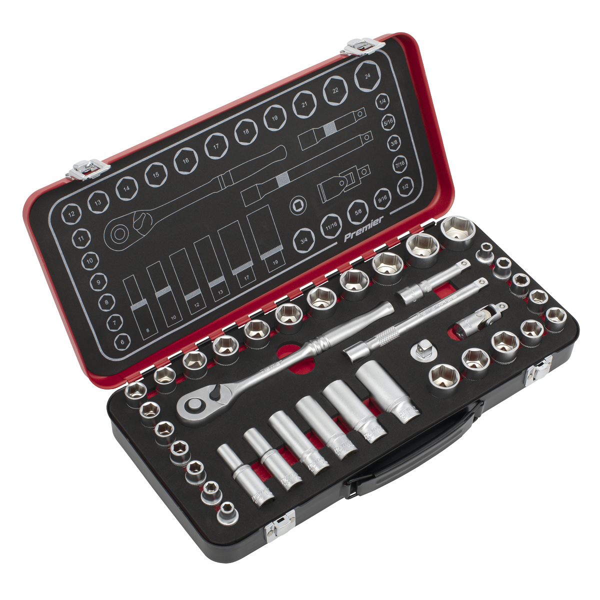 Premier Platinum Metric/Imperial Socket Set 3/8"Sq Drive 37pc