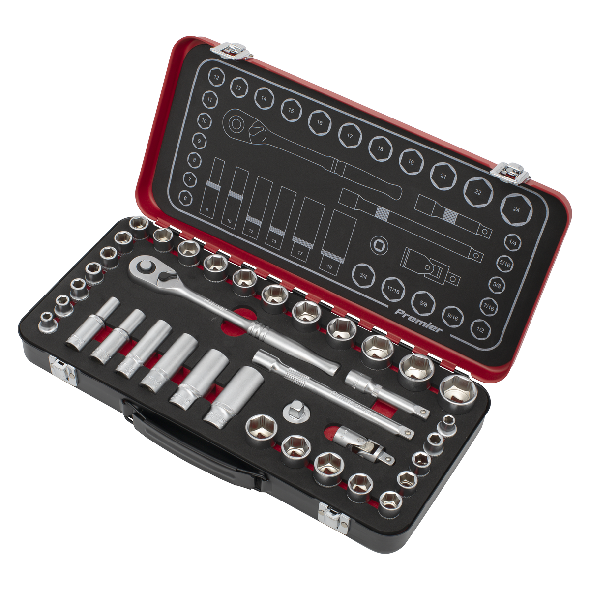 Premier Platinum Metric/Imperial Socket Set 3/8"Sq Drive 37p