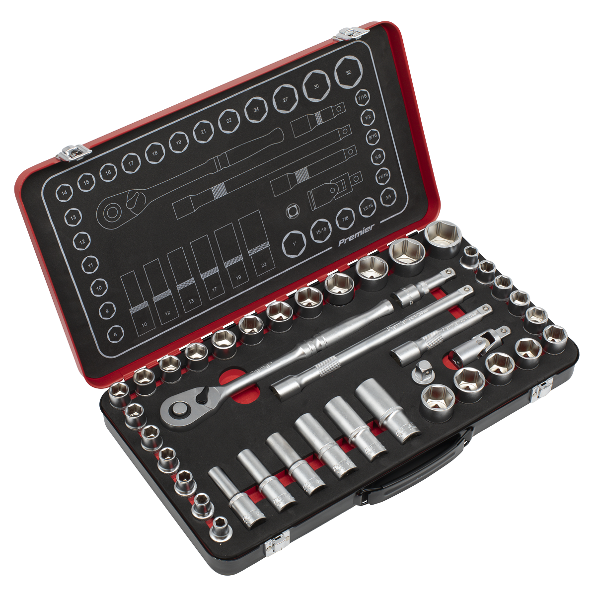 Premier Platinum Metric/Imperial Socket Set 1/2"Sq Drive 40pc