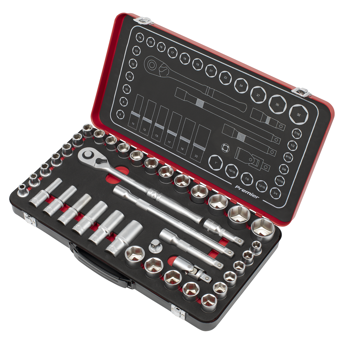 Premier Platinum Metric/Imperial Socket Set 1/2"Sq Drive 40pc