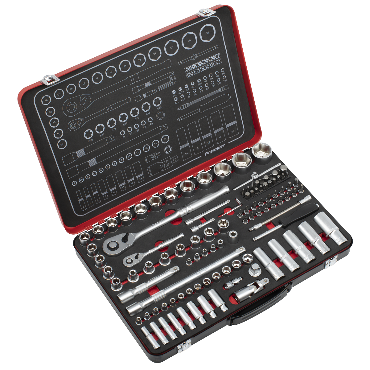 Premier Platinum Socket Set 1/4" & 1/2"Sq Drive 108pc