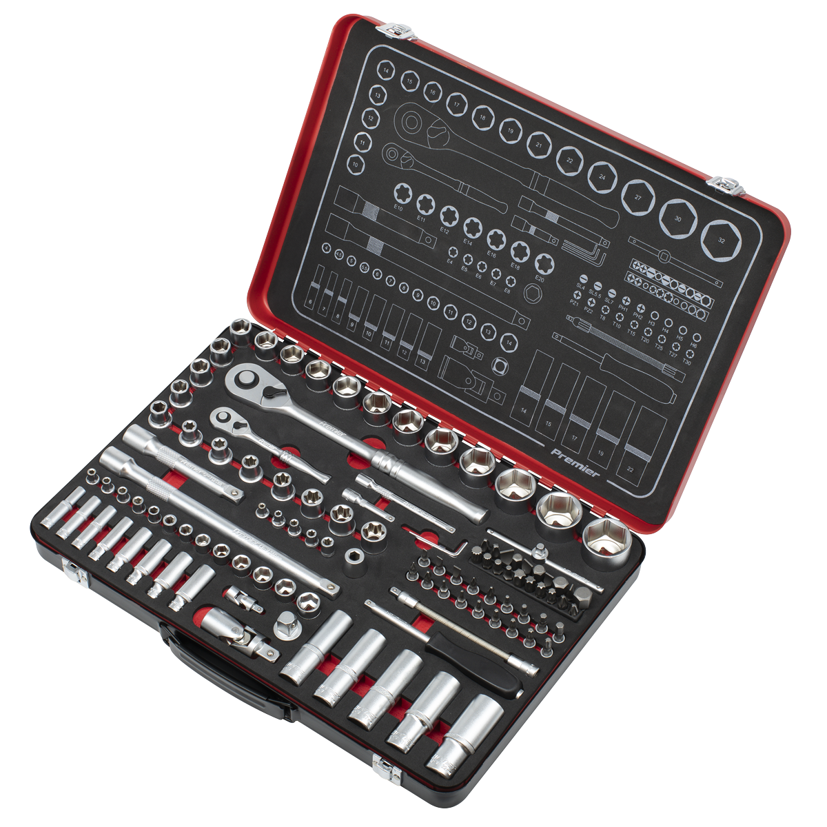 Premier Platinum Socket Set 1/4" & 1/2"Sq Drive 108pc