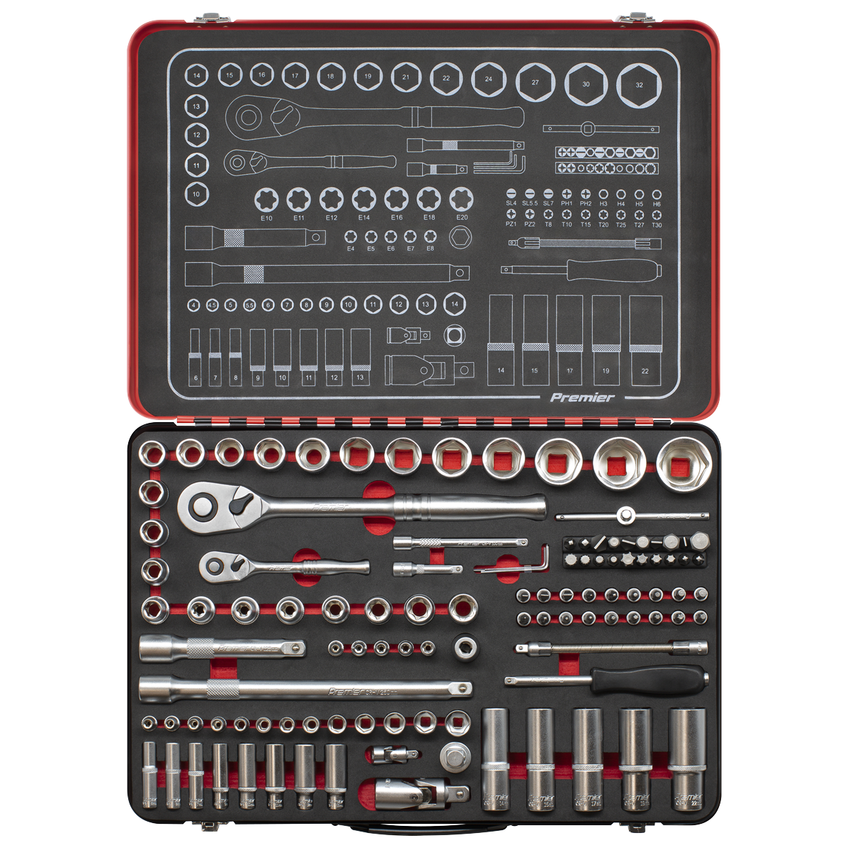 Premier Platinum Socket Set 1/4" & 1/2"Sq Drive 108pc