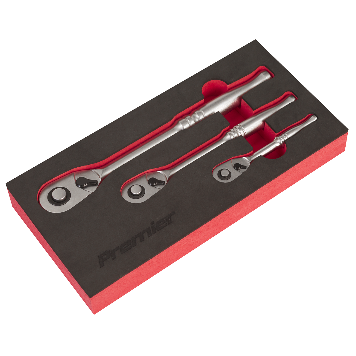 Premier Platinum Pear-Head Ratchet Wrench Set with Flip Reverse 3pc