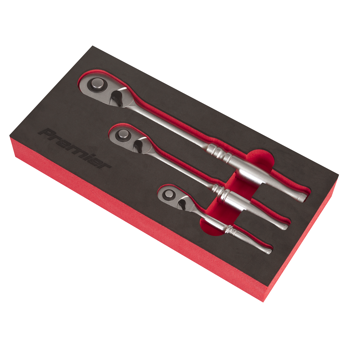 Premier Platinum Pear-Head Ratchet Wrench Set with Flip Reverse 3pc