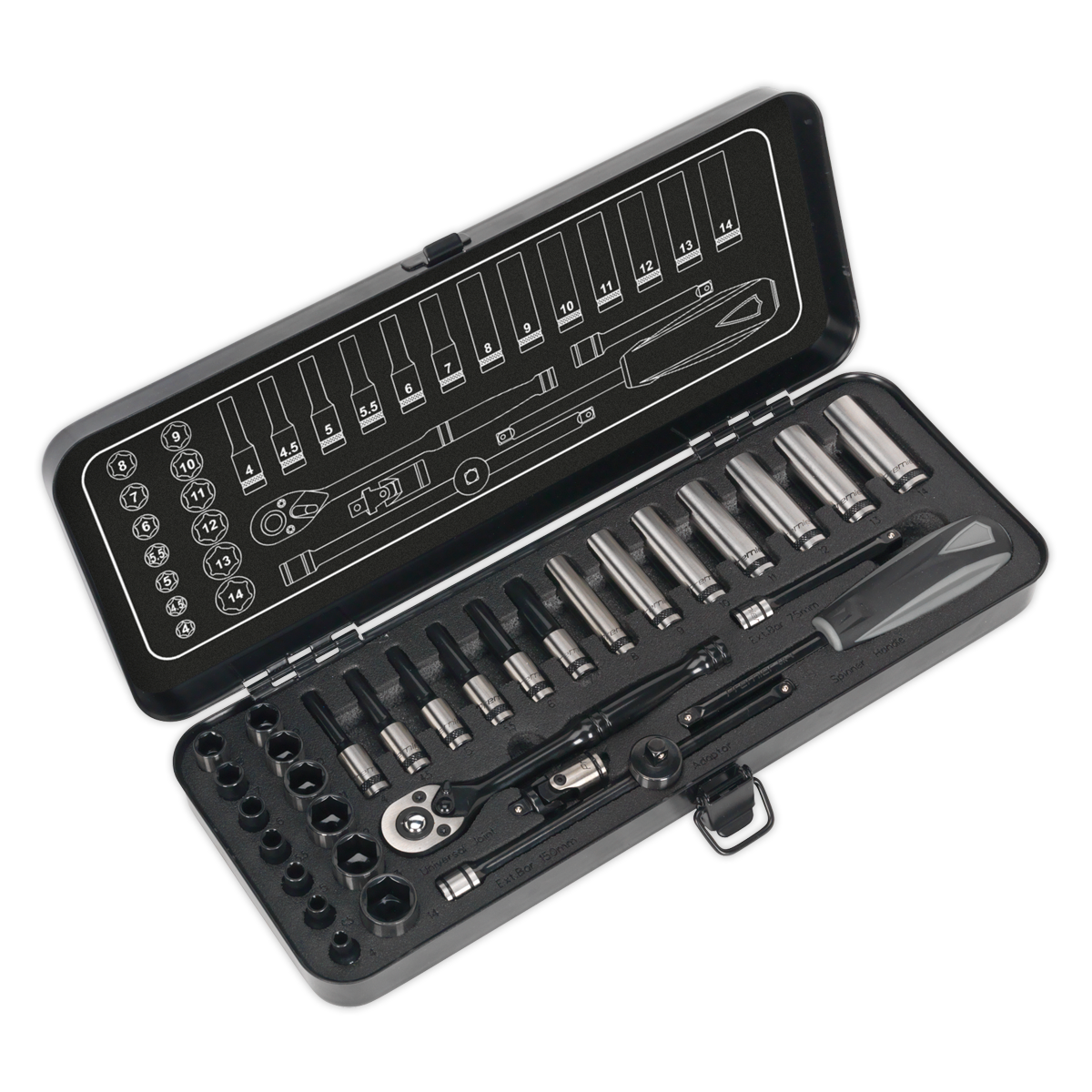 Premier Black Socket Set 1/4"Sq Drive 32pc
