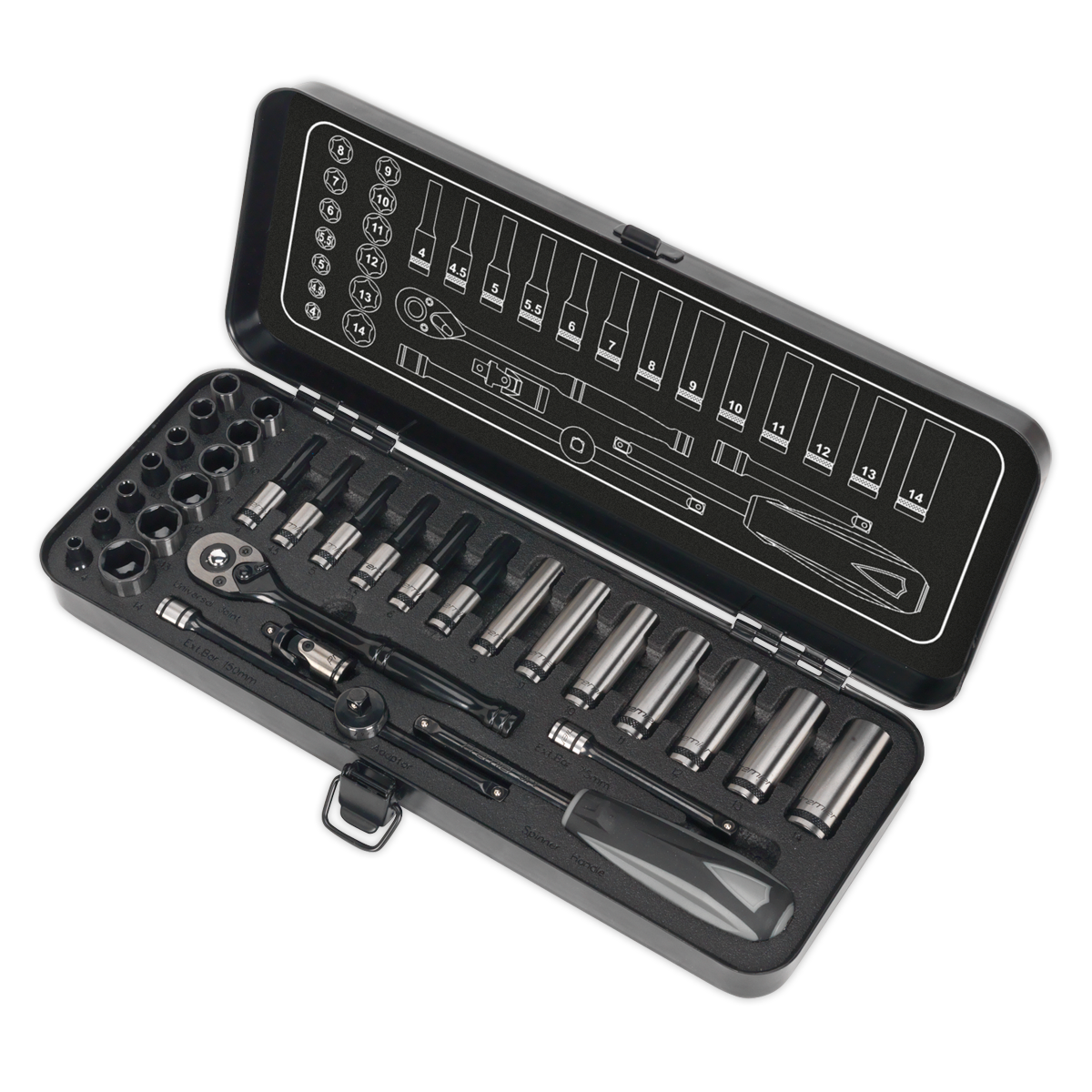 Premier Black Socket Set 1/4"Sq Drive 32pc