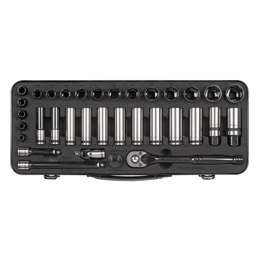 Premier Black Socket Set 3/8"Sq Drive 34pc