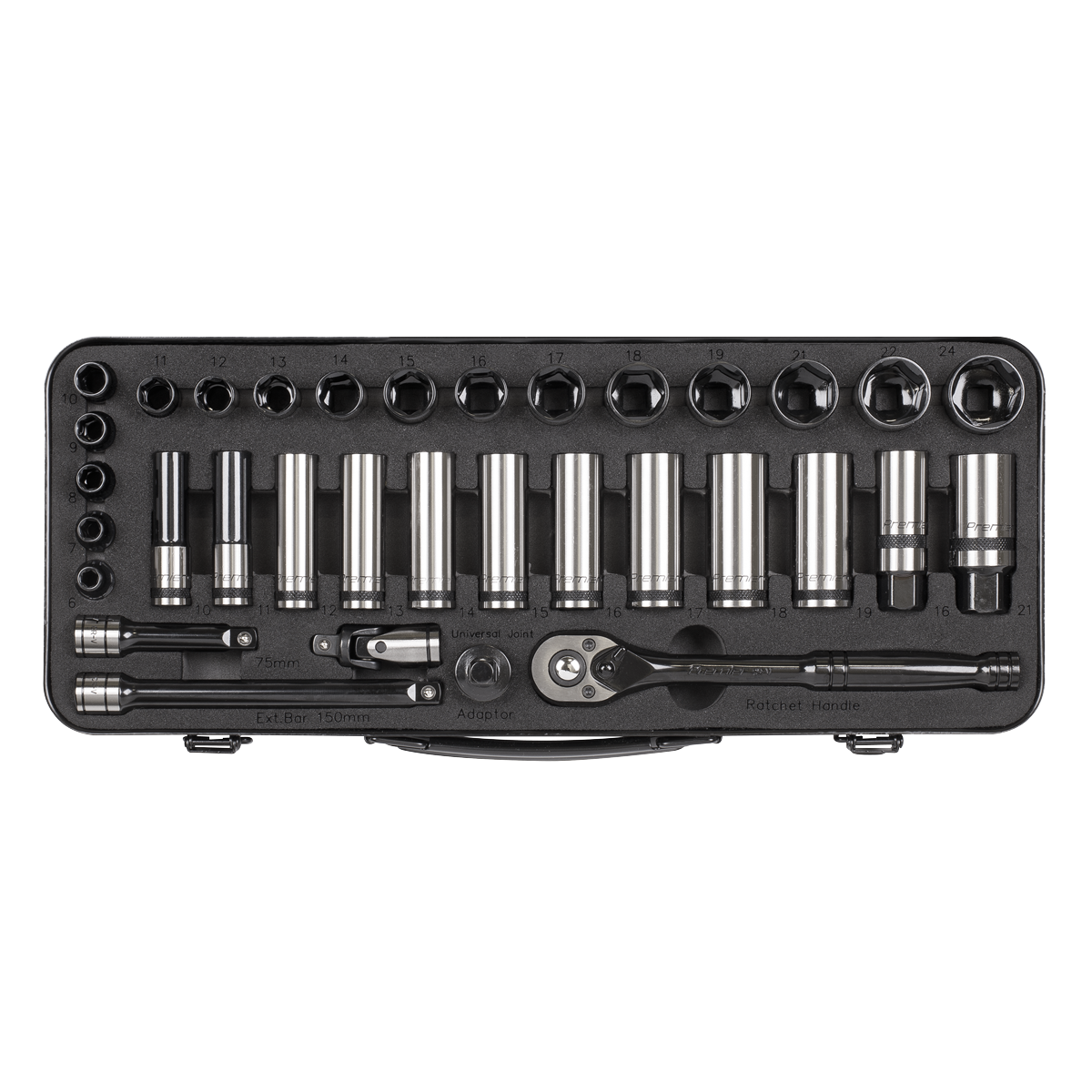 Premier Black Socket Set 3/8"Sq Drive 34pc