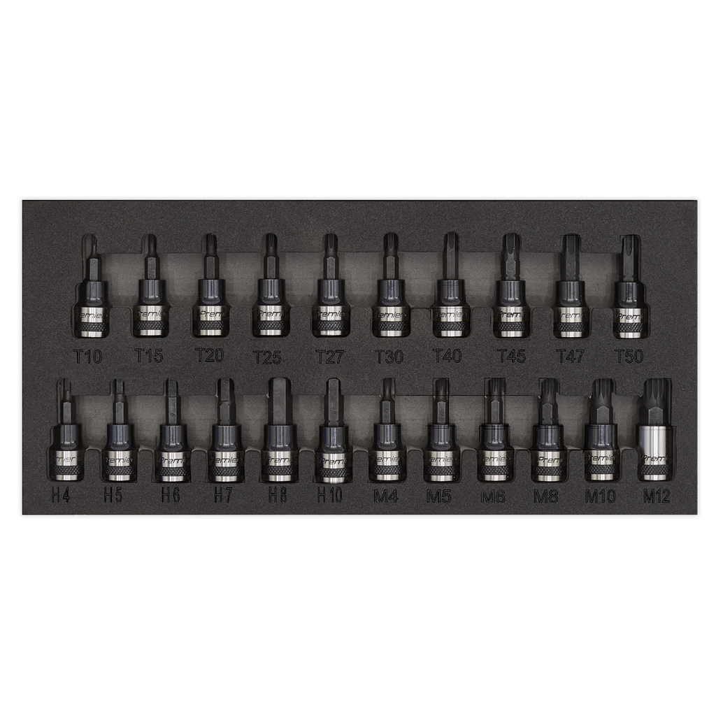 Premier Black TRX-Star*/Hex/Spline Socket Bit Set 3/8"Sq Drive 22pc