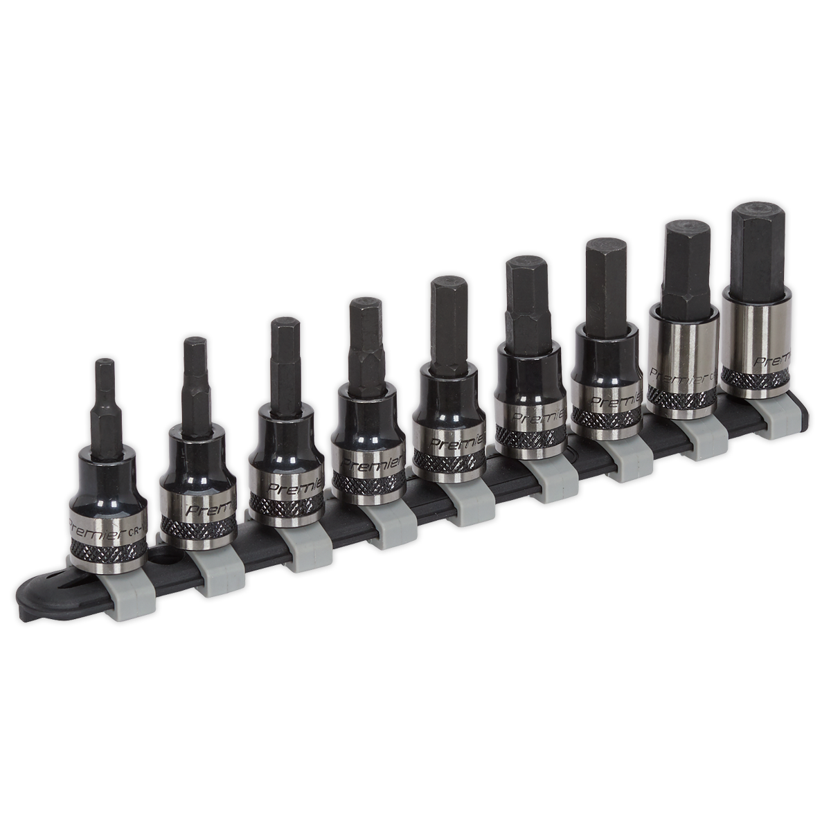 Premier Black Hex Key Socket Bit Set 3/8"Sq Drive 9pc