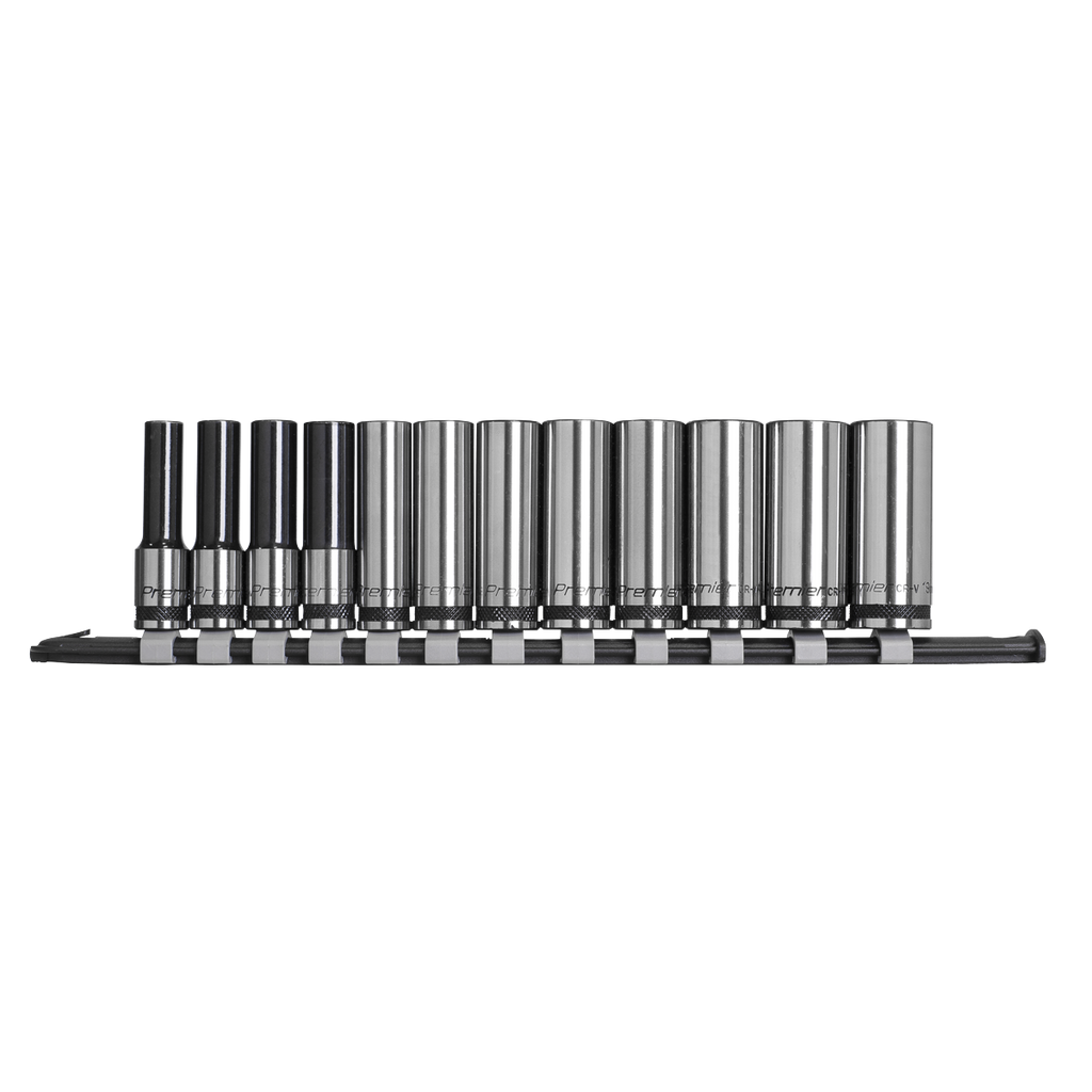 Premier Black Deep Socket Set 3/8"Sq Drive 12pc