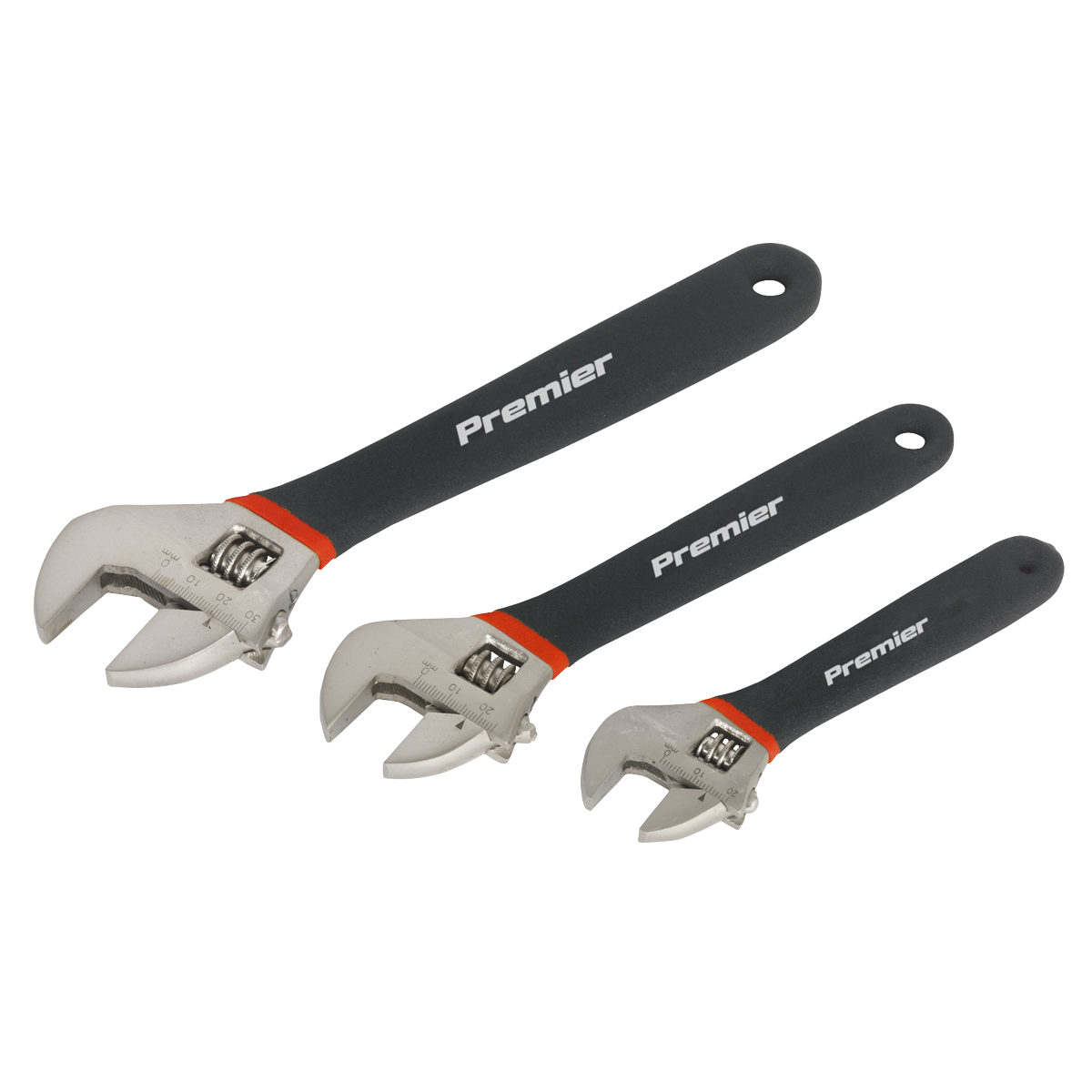 Premier Adjustable Ni-Fe Finish Wrench Set 3pc